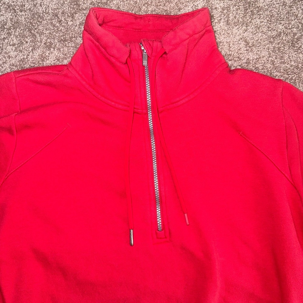 Target Brand Women's Bright Red Long Sleeve Quarter-Zip Pullover Sweatshirt - M - Picture 2 of 11